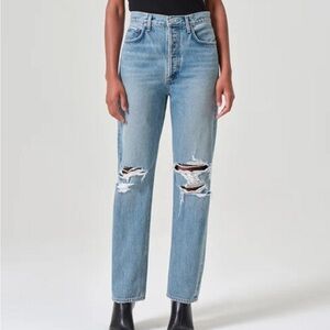 AGOLDE '90s Pinch Waist Ripped High Waist Straight Leg Jeans 25 Distressed